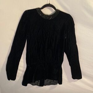 Ricki Lang for NUIT Velvet Beaded Formal Blouse Top 80s Vintage